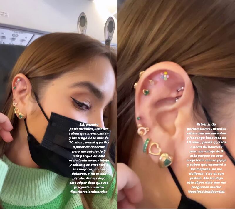Paola Jara ya cuenta con nueve perforaciones en su oreja derecha