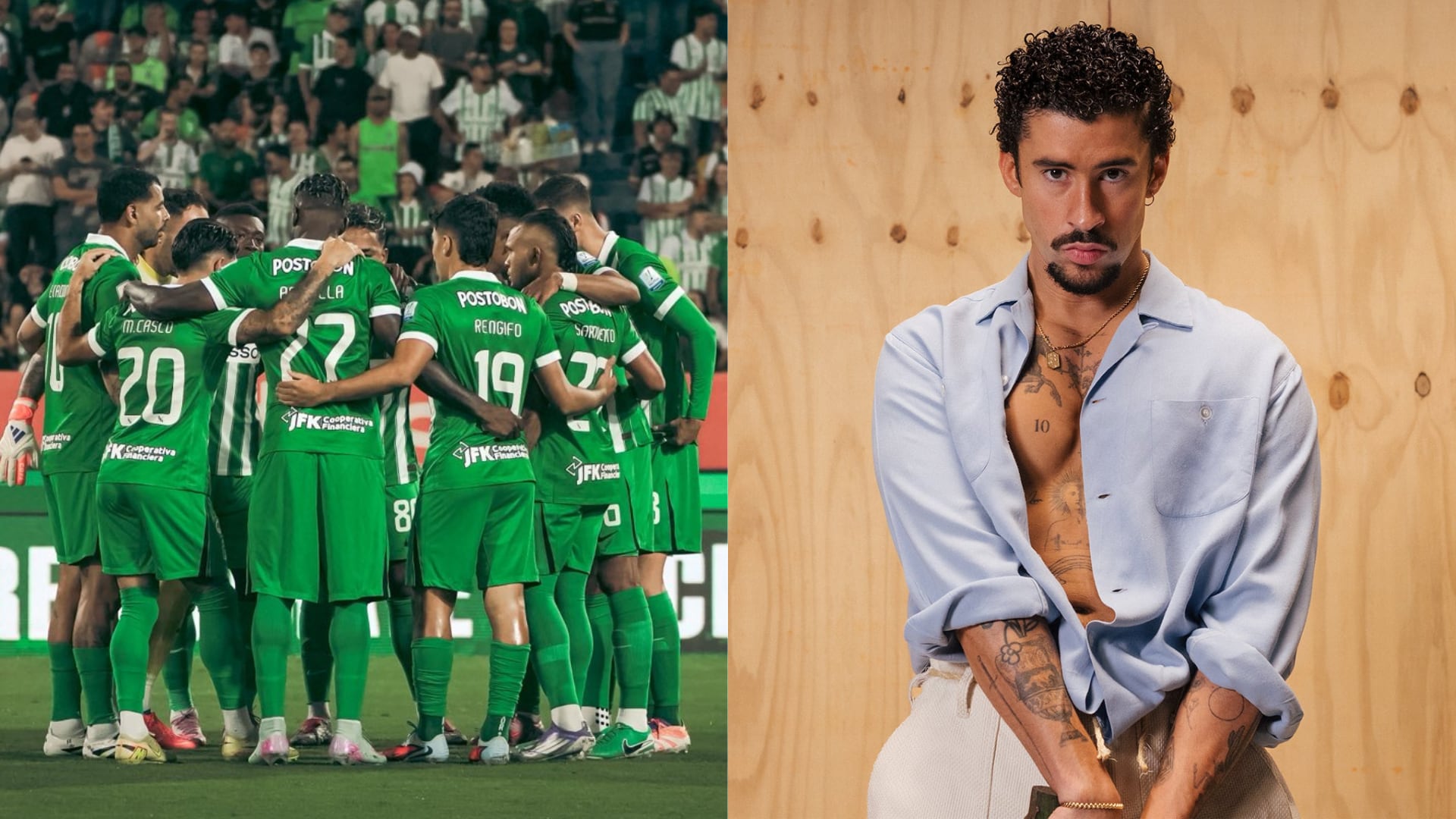 Nacional y Bad Bunny - Fotos: Redes sociales del equipo y el artista tomadas el 22 de enero del 2026