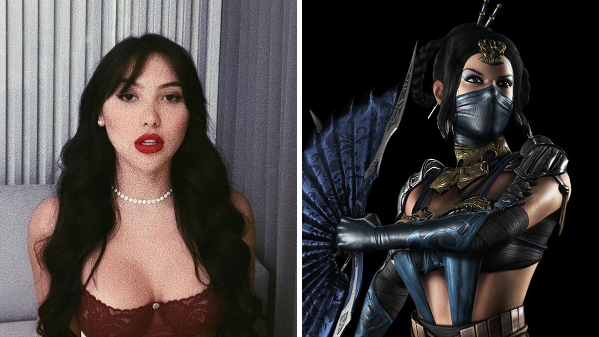Aida Victoria Merlano y Kitana, personaje de Mortal Kombat