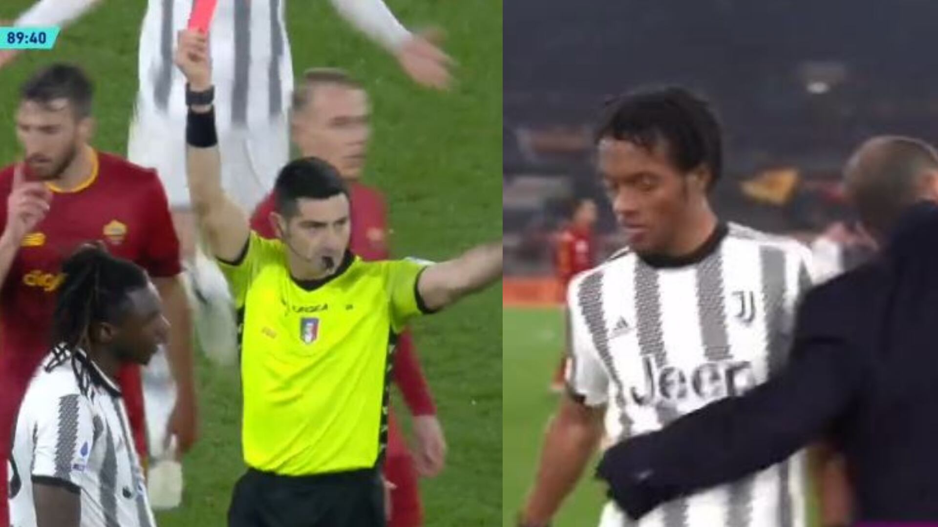Moise Kean reemplazó a Juan Guillermo Cuadrado en Roma vs. Juventus
