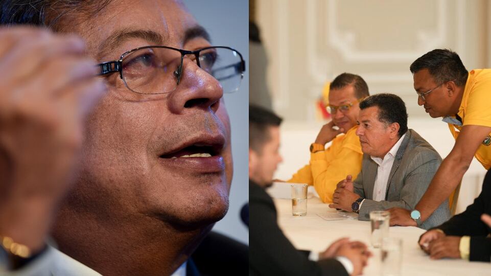 Gustavo Petro y Hugo Ospina, líder de taxistas