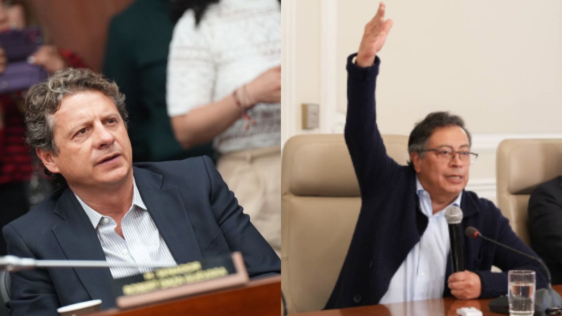 Ramiro Avendaño, presidente de Canal Uno y Gustavo Petro, presidente de la República.