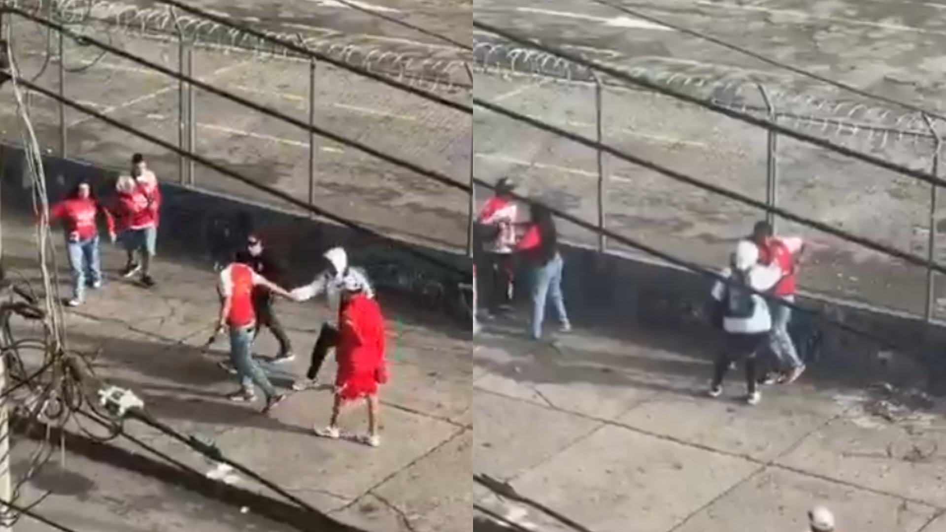 Hinchas de Santa Fe peleando - Fotos: Videos difundidos en redes sociales el 2 de abril del 2026