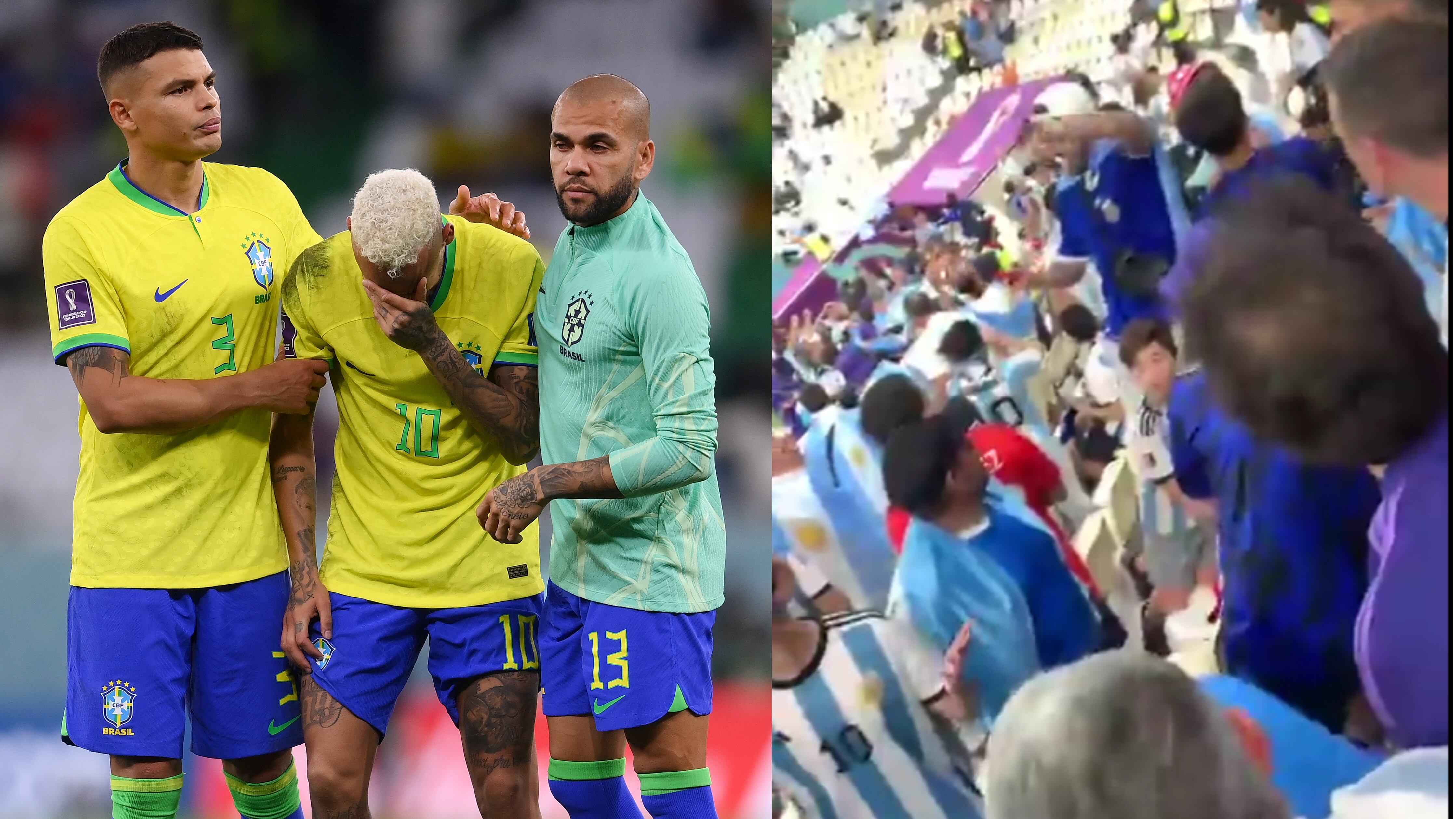 Festejo de hinchas argentinos tras caída de Brasil