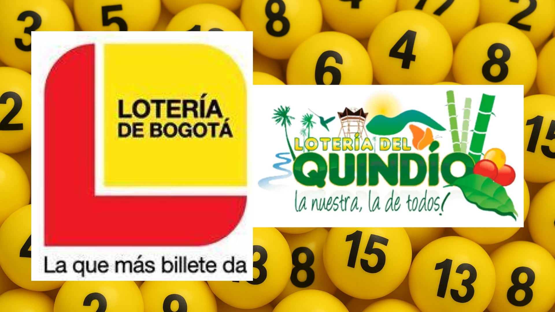 Loterías de Bogotá y Quindío - Fotos: Balotas creadas con ChatGPT y logos oficiales de las loterías tomadas el 4 de diciembre del 2025