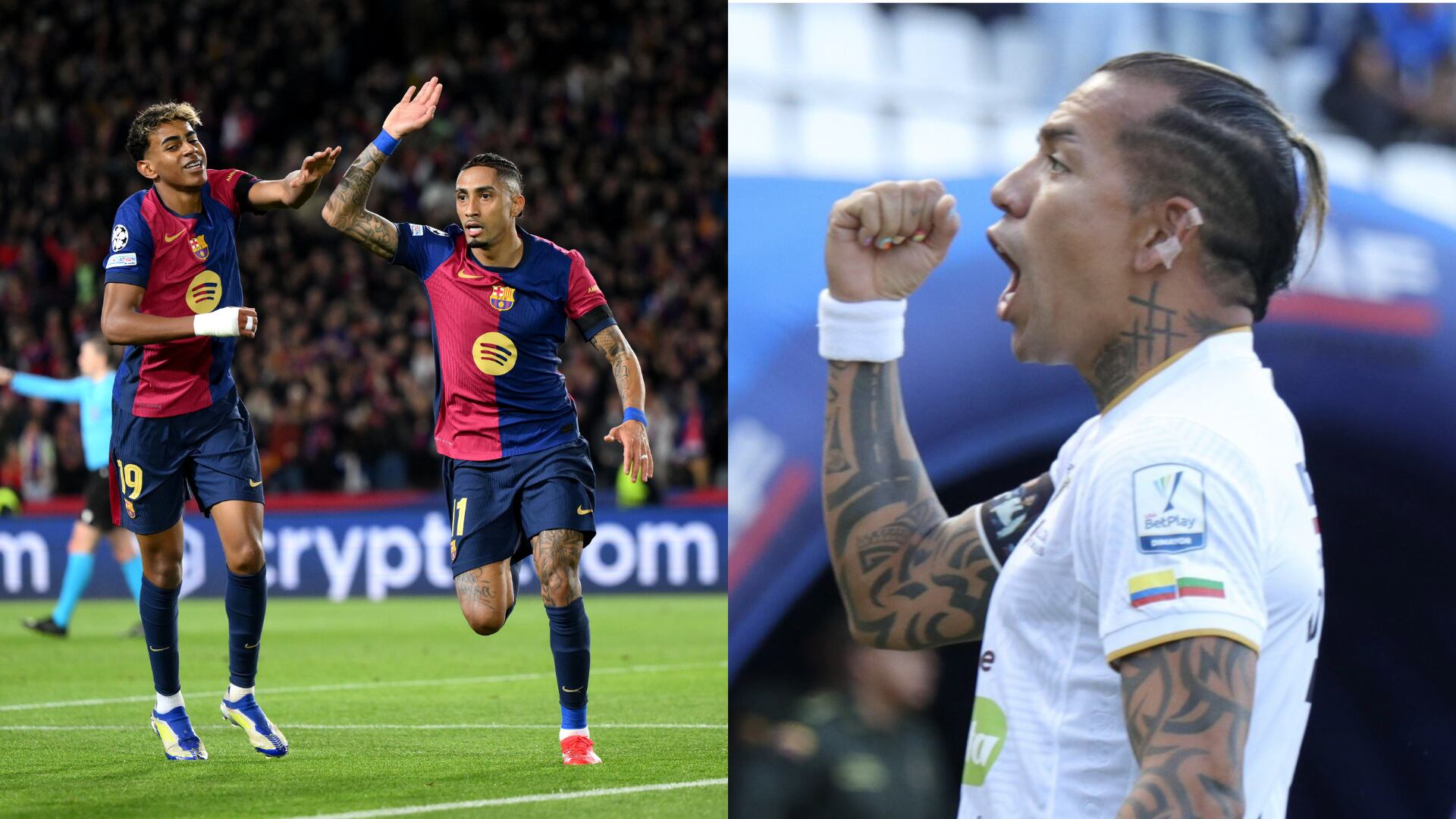 Lamine Yamal, Raphinha y Dayro Moreno - Fotos: Getty y redes sociales