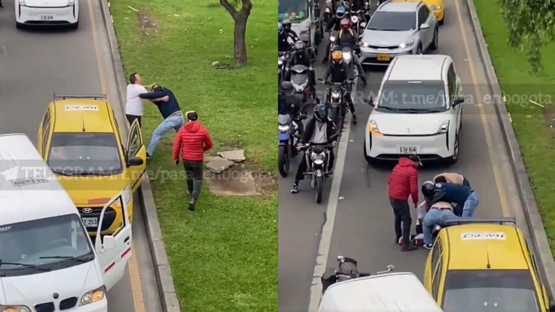 Pelea de conductores en plena vía de Bogotá.