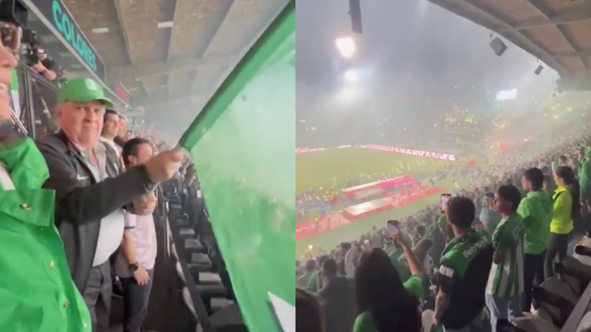 Antonio José Ardila en la tribuna de Nacional - Fotos: Captura de redes sociales