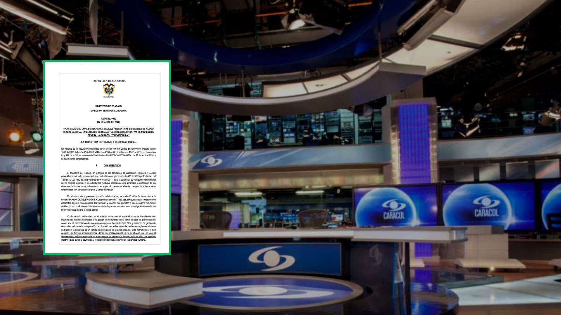 Archivo: MinTrabajo y Caracol Tv