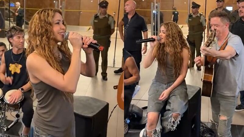 Shakira sacó su corneta y cantó ‘Antología’ en un hotel en Chile tras suspensión de su concierto
