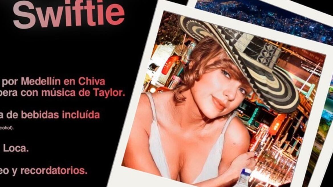 Imagen del evento Chiva de Taylor Swift en Colombia.