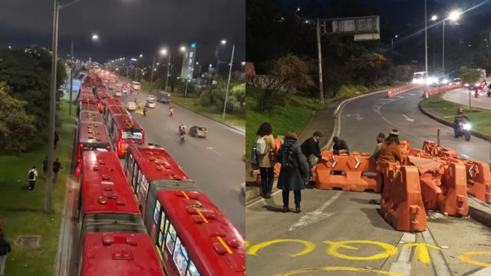 Manifestaciones en diferentes puntos de la ciudad de Bogotá retrasan la operación de TransMilenio.