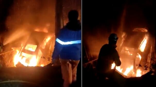 Mujer incinerada en accidente en vía a Bogotá.