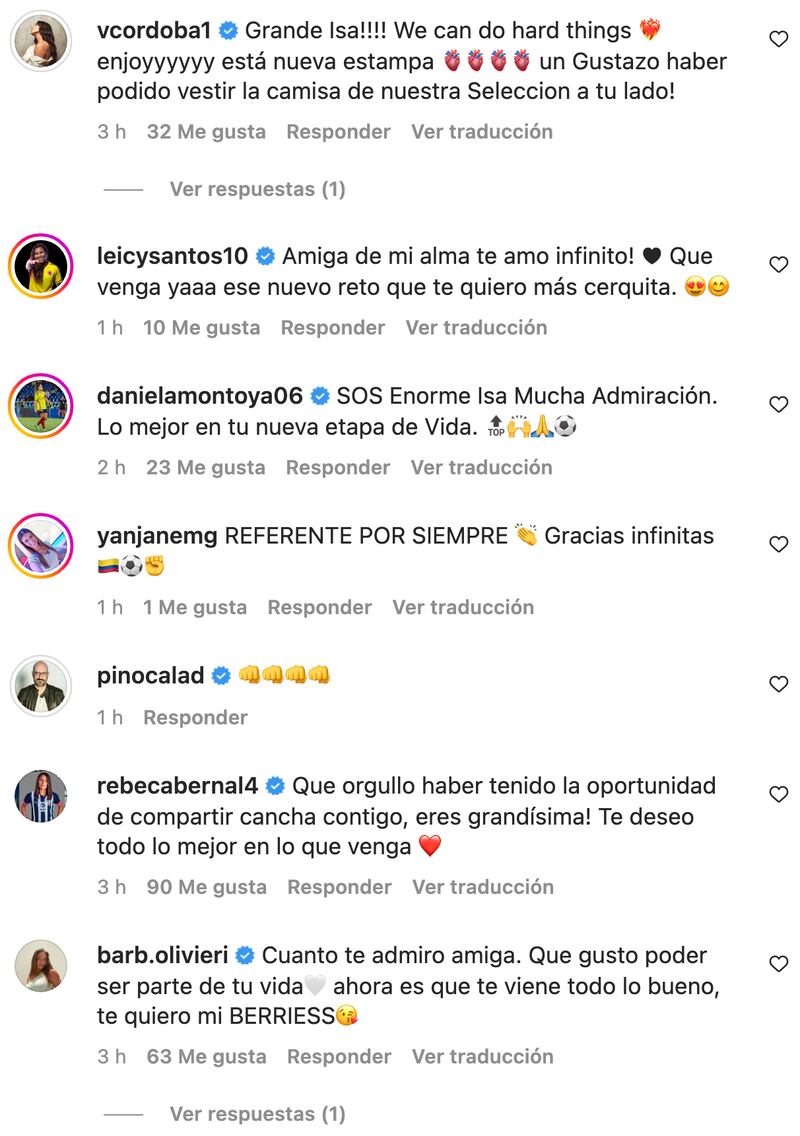 Mensajes sobre el retiro de Isabella Echeverri