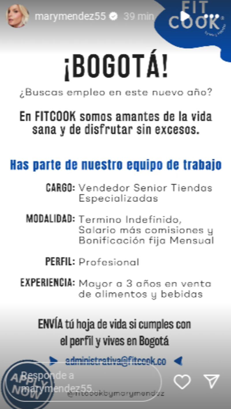 Mary Mendez desde sus redes sociales