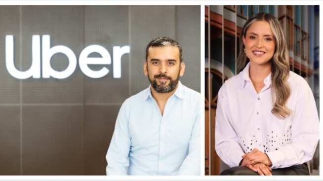 Foto de Manuela Bedoya, gerente de comunicaciones de seguridad de Uber y Camilo Segura, gerente de comunicaciones de Uber para la región Andina quienes contaron las novedades para la región Caribe.
