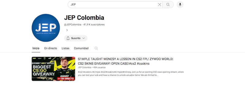 Cuenta de Youtube de la JEP fue hackeada con transmisión en vivo de videojuegos