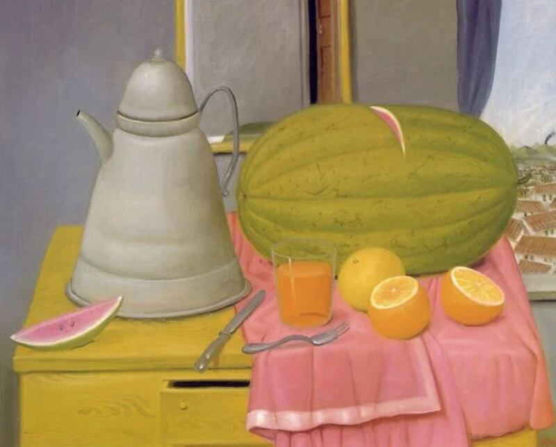 Bodegón con sandía. Obra de Fernando Botero