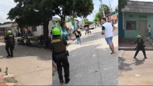Momentos en los que un policía dispara a un civil con su arma de dotación.
