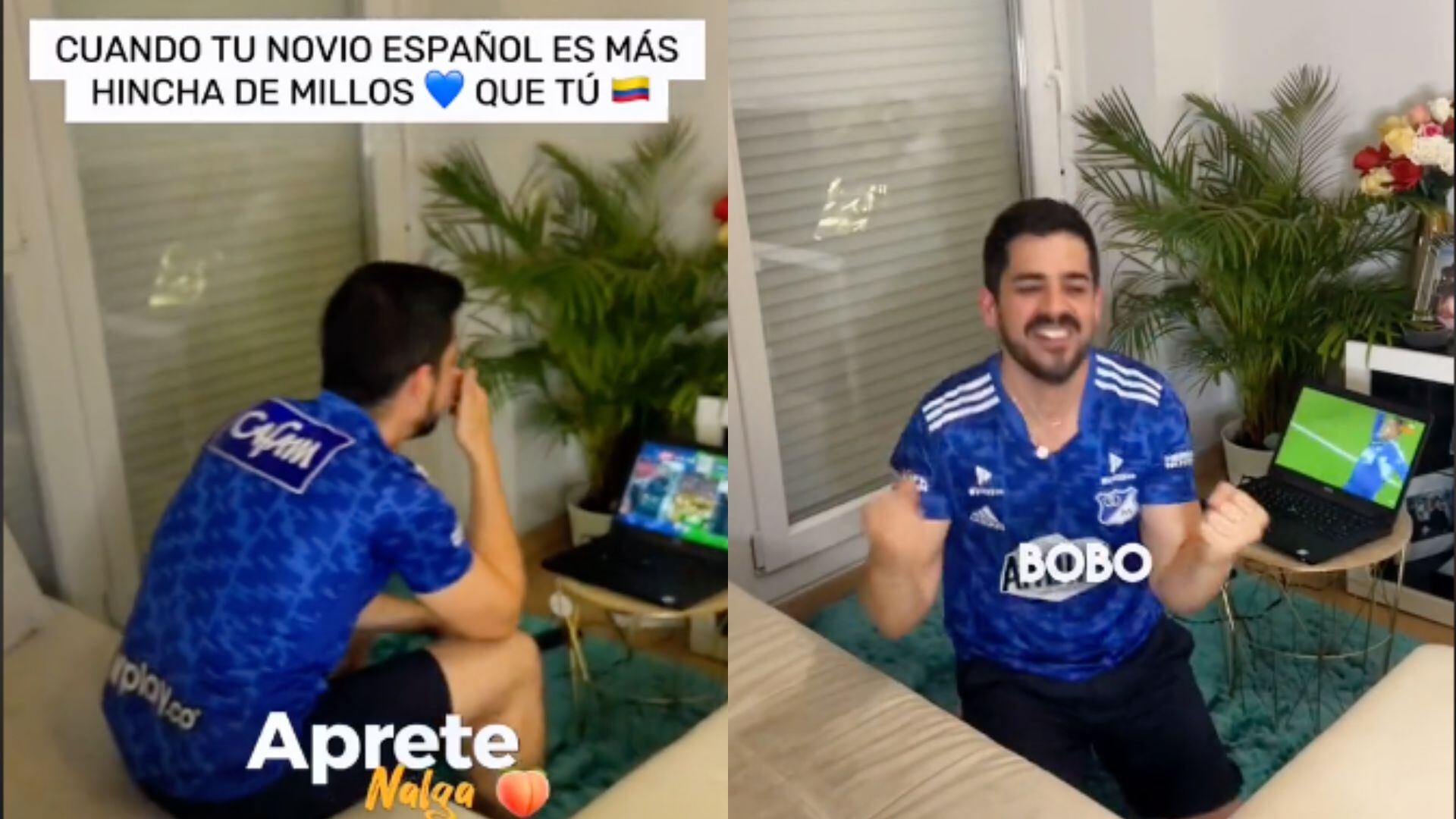 Hincha español de Millonarios sorprendió con su festejo por el título ante Nacional.