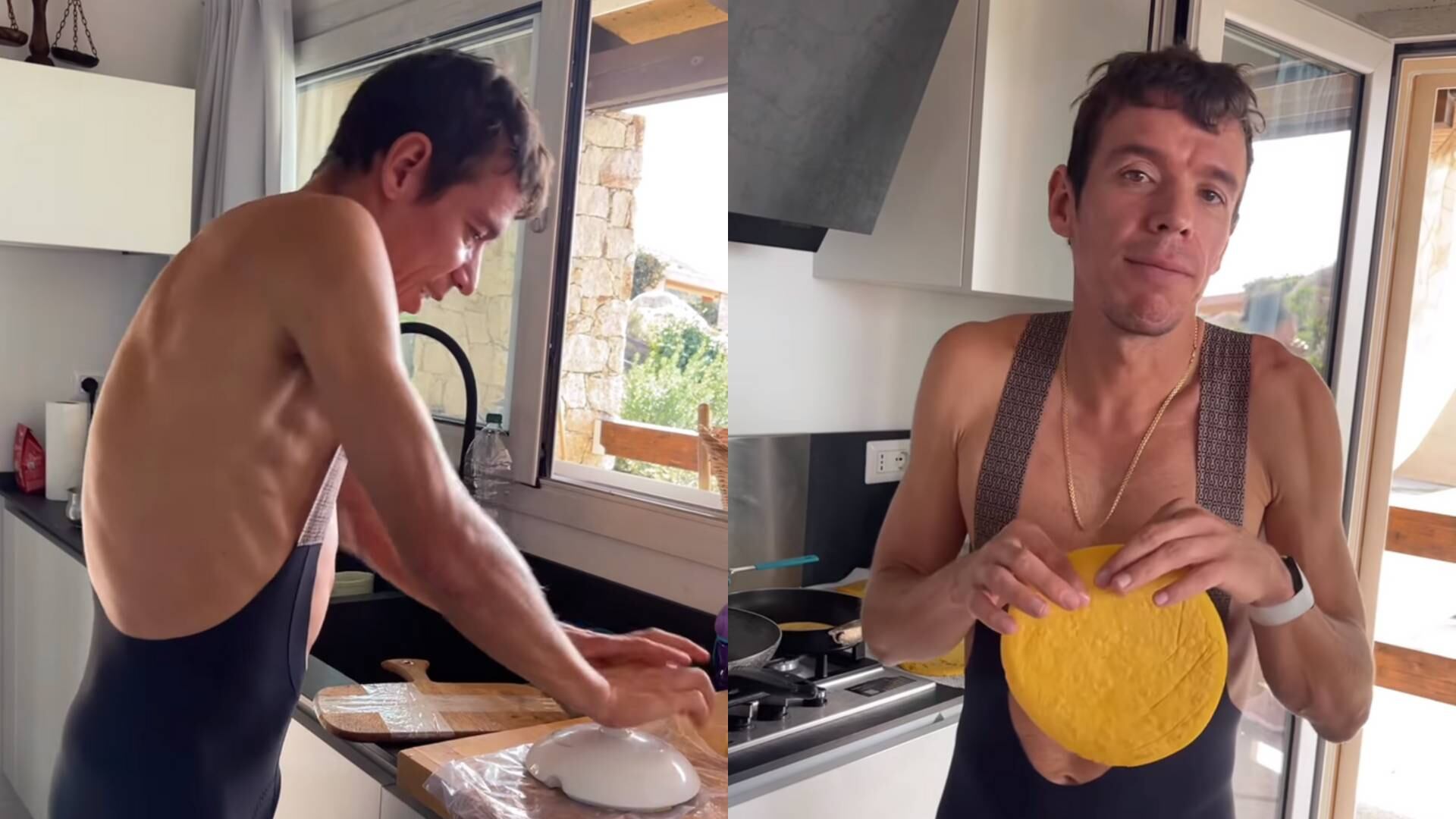 Rigoberto Urán cocinando arepas