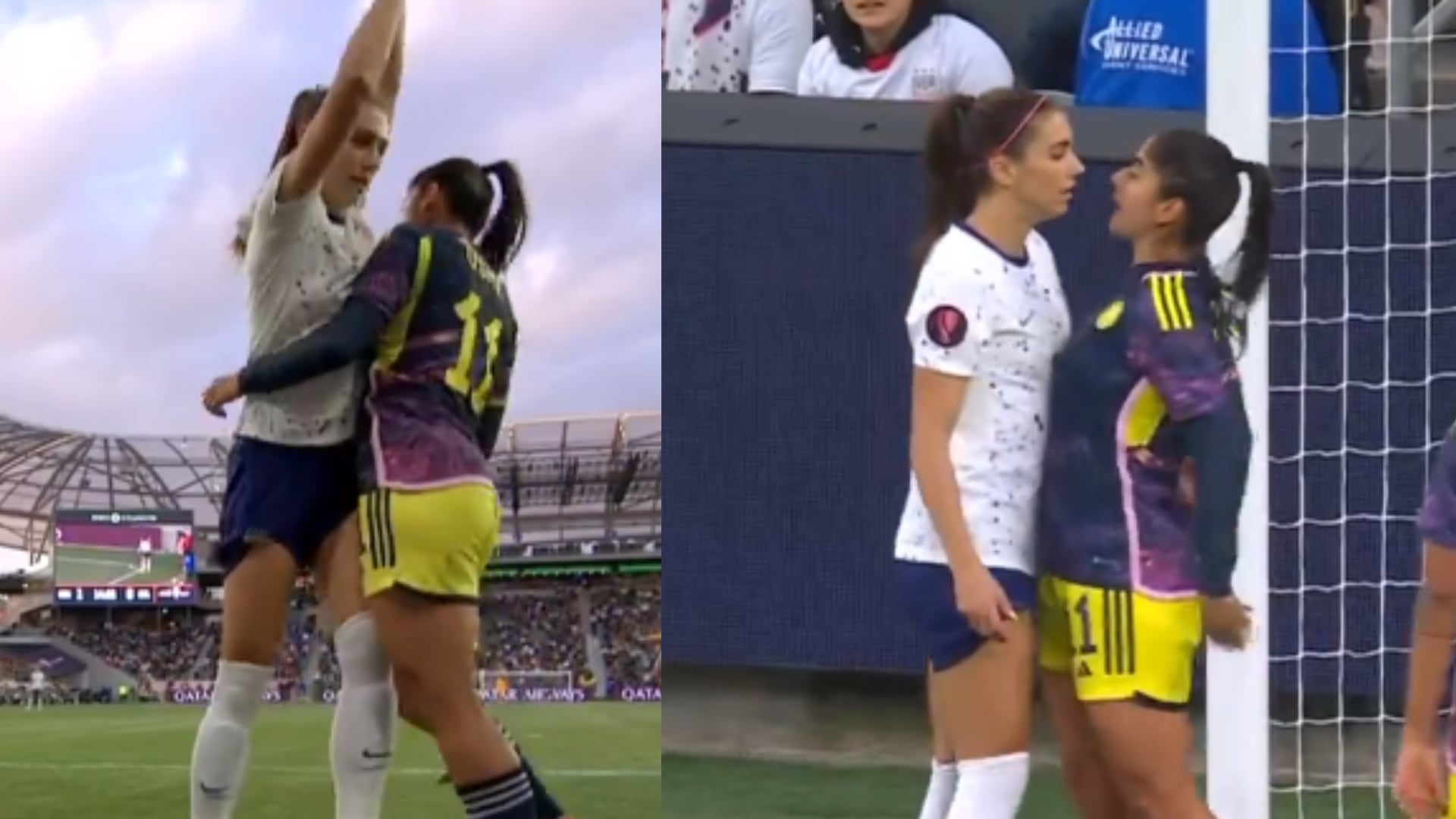 Catalina Usme tuvo tenso enfrentamiento con Alex Morgan en partido Estados Unidos vs. Colombia
