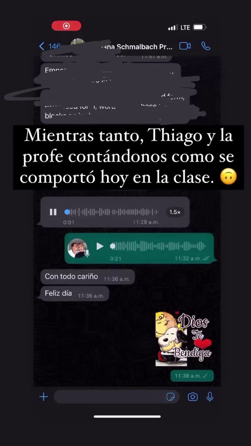 Cintia Cossio publicó un audio en donde su hijo le comenta cómo se porta en la escuela