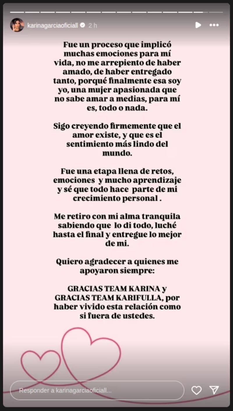 Karina García terminó con Altafulla