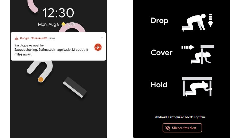 Notificación de Google | Sistema de alertas de terremotos de Android