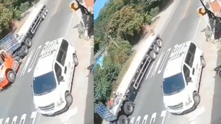 Impresionante video del accidente de joven se que se transportaba en una mula.
