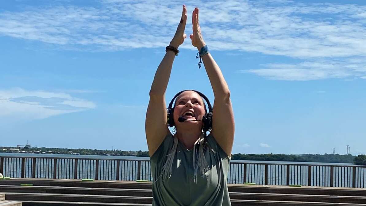 Foto bienestar y vida sana al amanecer en la Ciénaga de Mallorquín cerró Ixel Moda en Barranquilla.