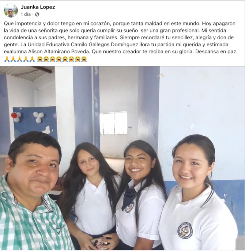 Profesor de Alison Altamirano le da el último adiós