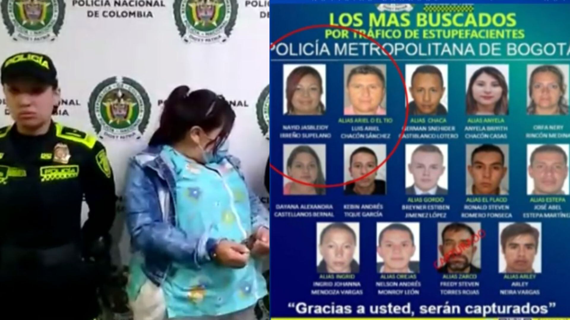 Cartel de los más buscados en Bogotá