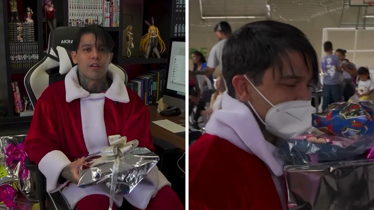 Yeferson Cossio durante una dinámica navideña