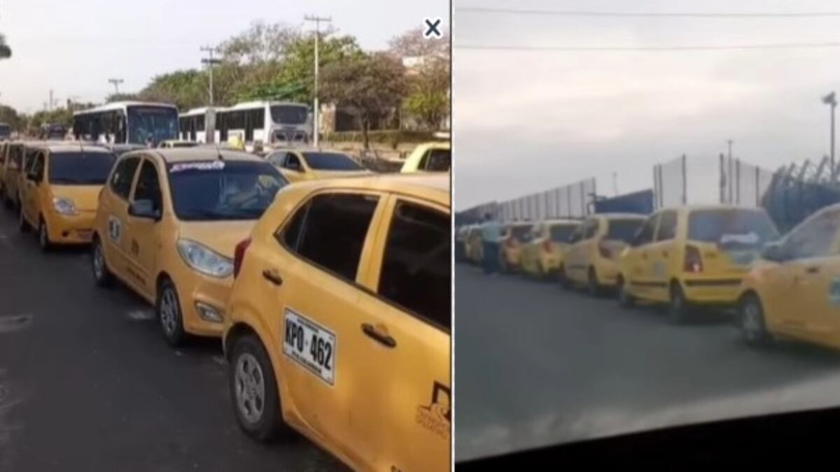 Foto protestas taxistas en Barranquilla.
