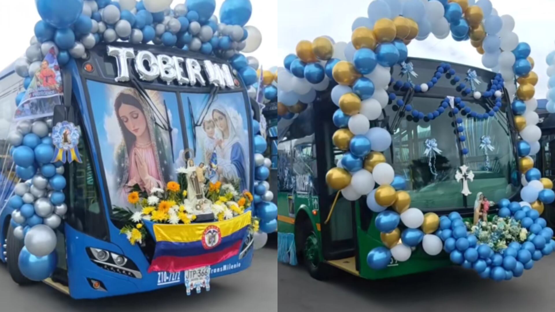 Conductores del SITP le hicieron homenaje a la Virgen del Carmen en su día decorando los buses de llantas a techo