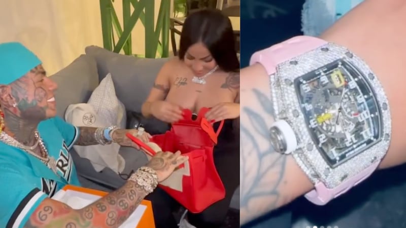 6ix9ine le da clases de conquista a Anuel y le regaló costoso reloj a Yailin ¿Cuánto vale?