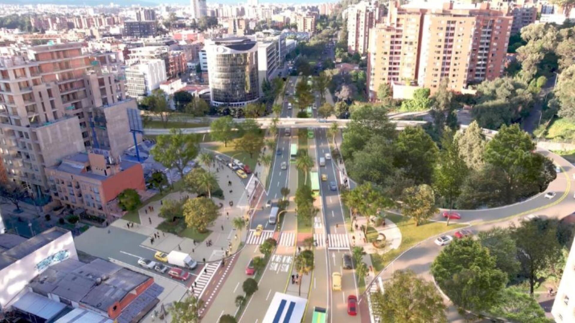 Render del Corredor Verde Séptima en la calle 127.