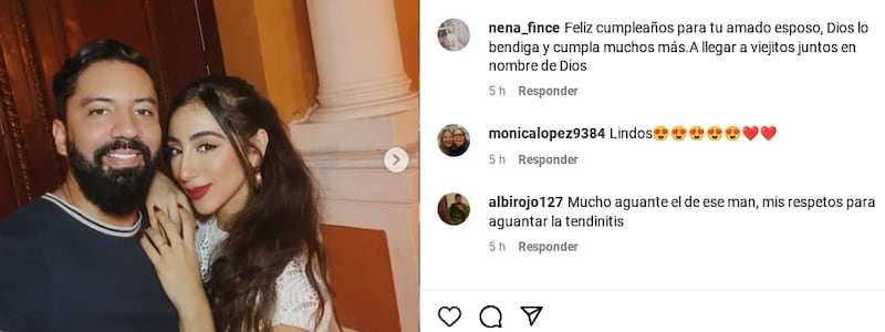 Valerie de la Cruz con su esposo Andrés Gómez
