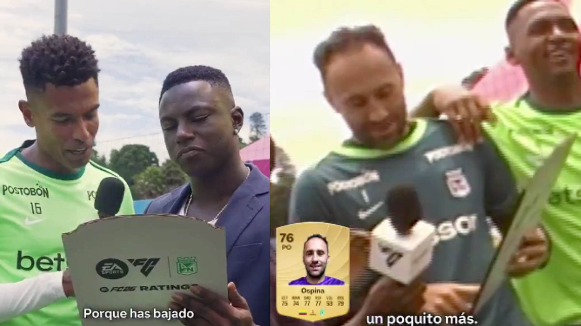Los jugadores de Atlético Nacional reaccionaron a sus cartas en el FC26