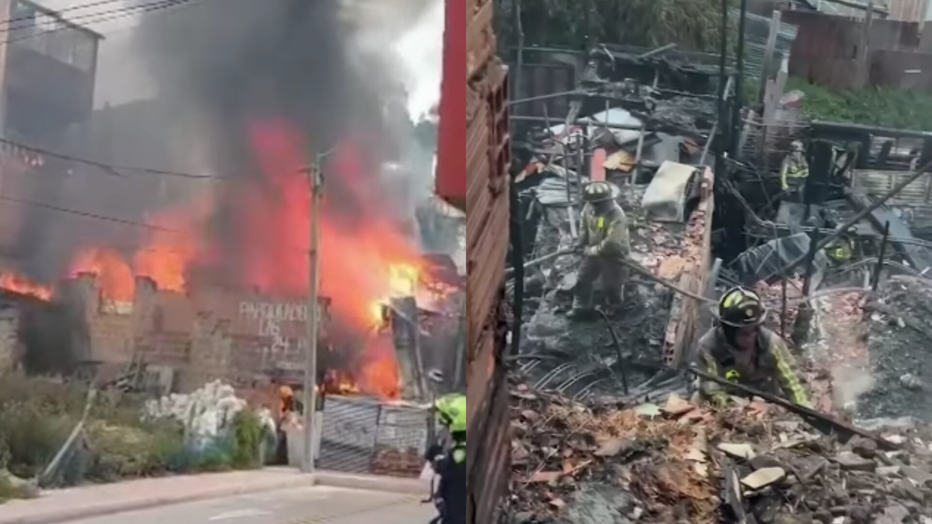 Grave incendio en Ciudad Bolívar: una casa quedó completamente incinerada y arrasó con un garaje