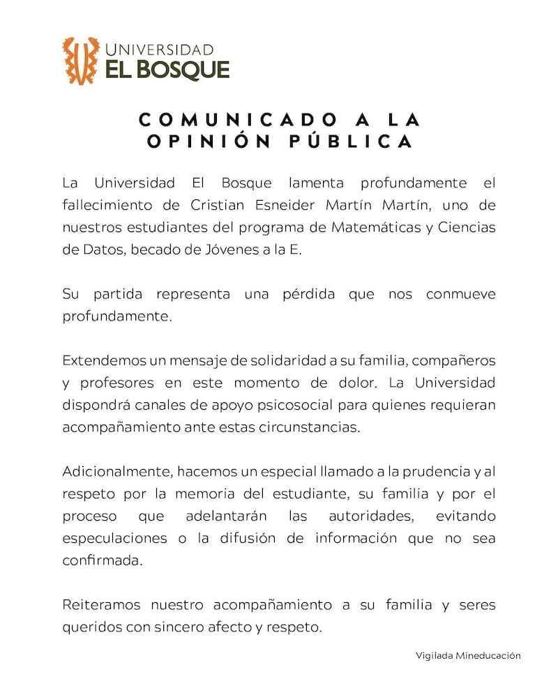 Pronunciamiento U El Bosque