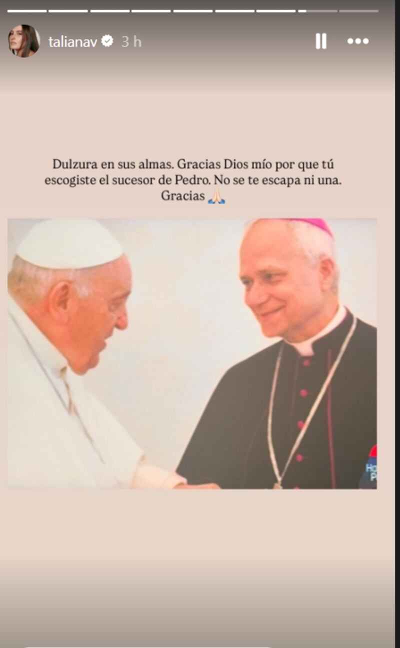 Así reaccionó Taliana Vargas a la elección del papa León XIV