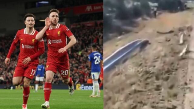 Foto del video del carro que conducía futbolista Diogo Jota luego del grave accidente.