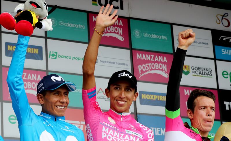 Nairo Quintana, Egan Bernal y Rigoberto Urán