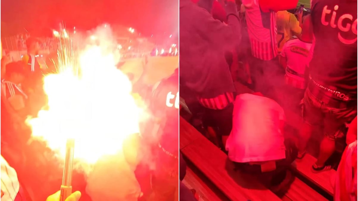 No solo a Nacional le dieron ‘candela’: a hincha de Junior le activaron una bengala en la cabeza