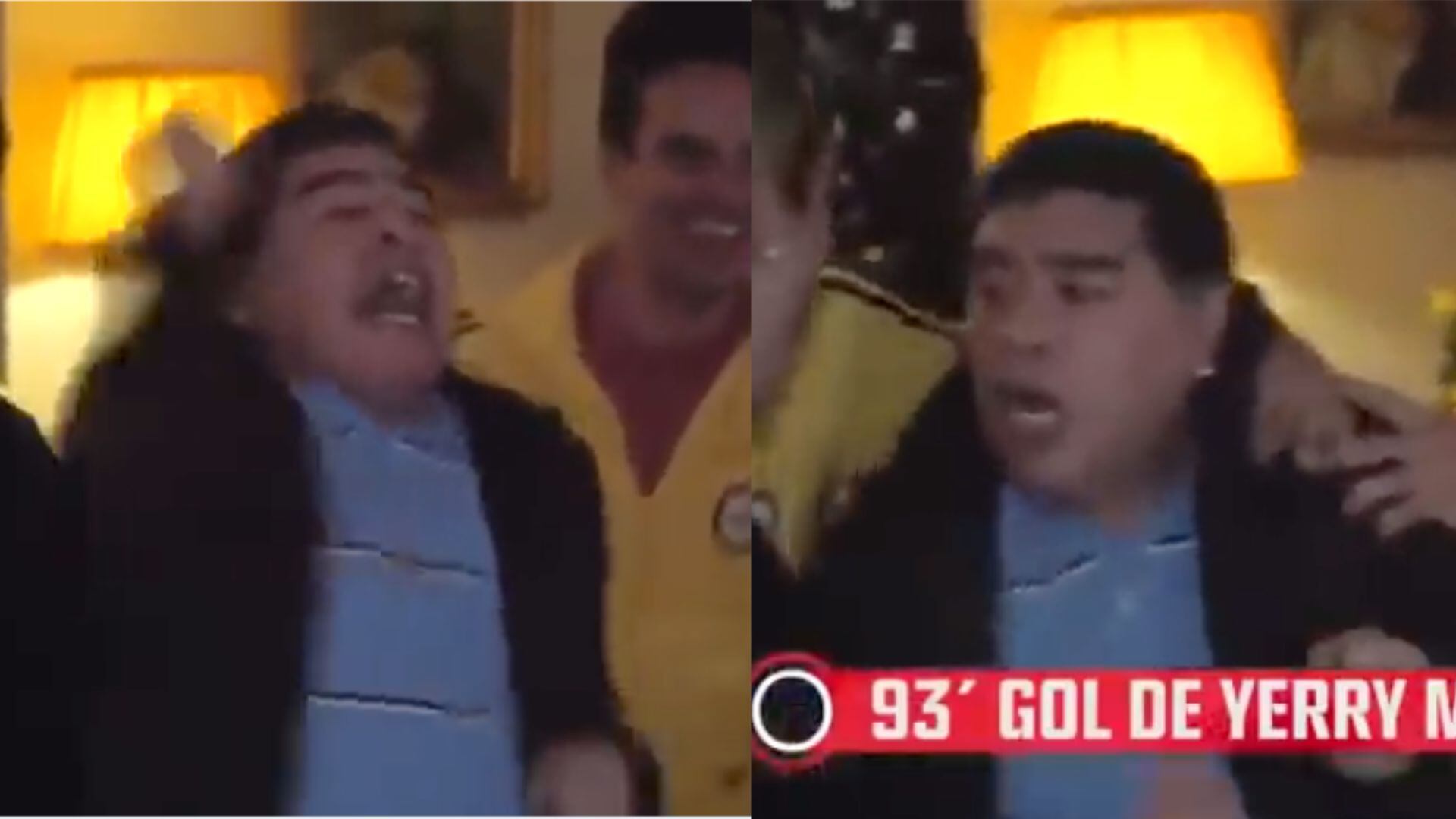 Diego Maradona celebrando gol de Colombia.