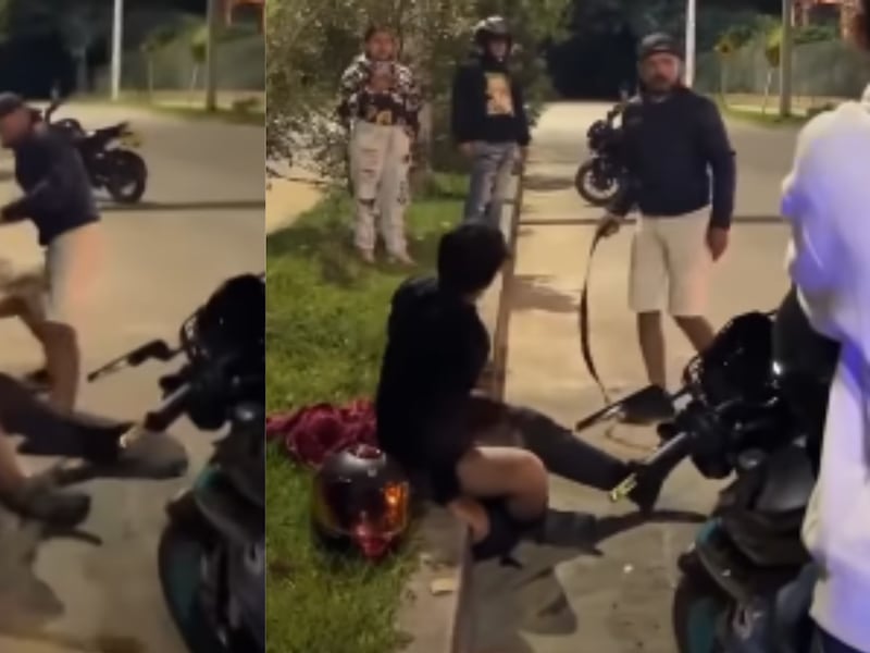 Motociclista se accidentó tras piques ilegales y su papá le bajó las revoluciones a correazos