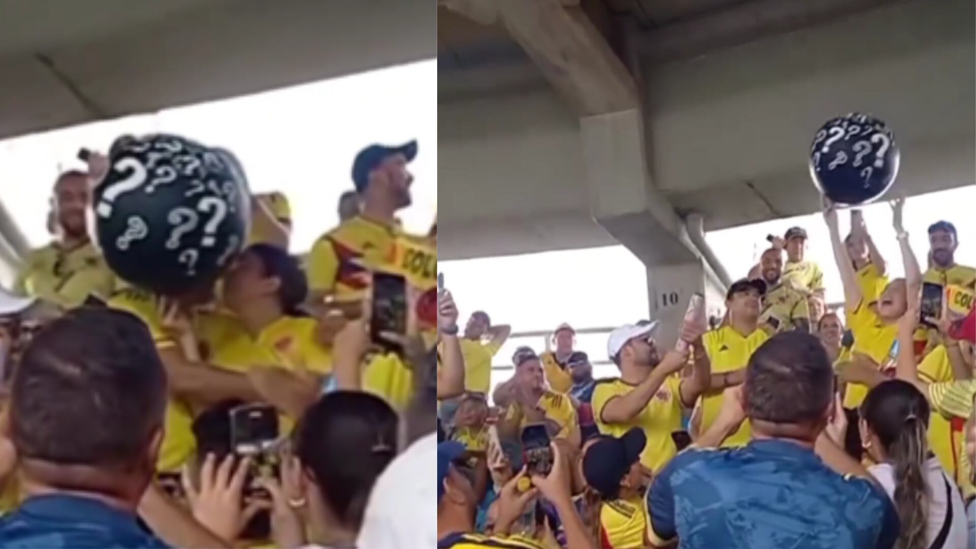 Fanáticos revelaron el sexo de su bebé en el partido Colombia - Uruguay