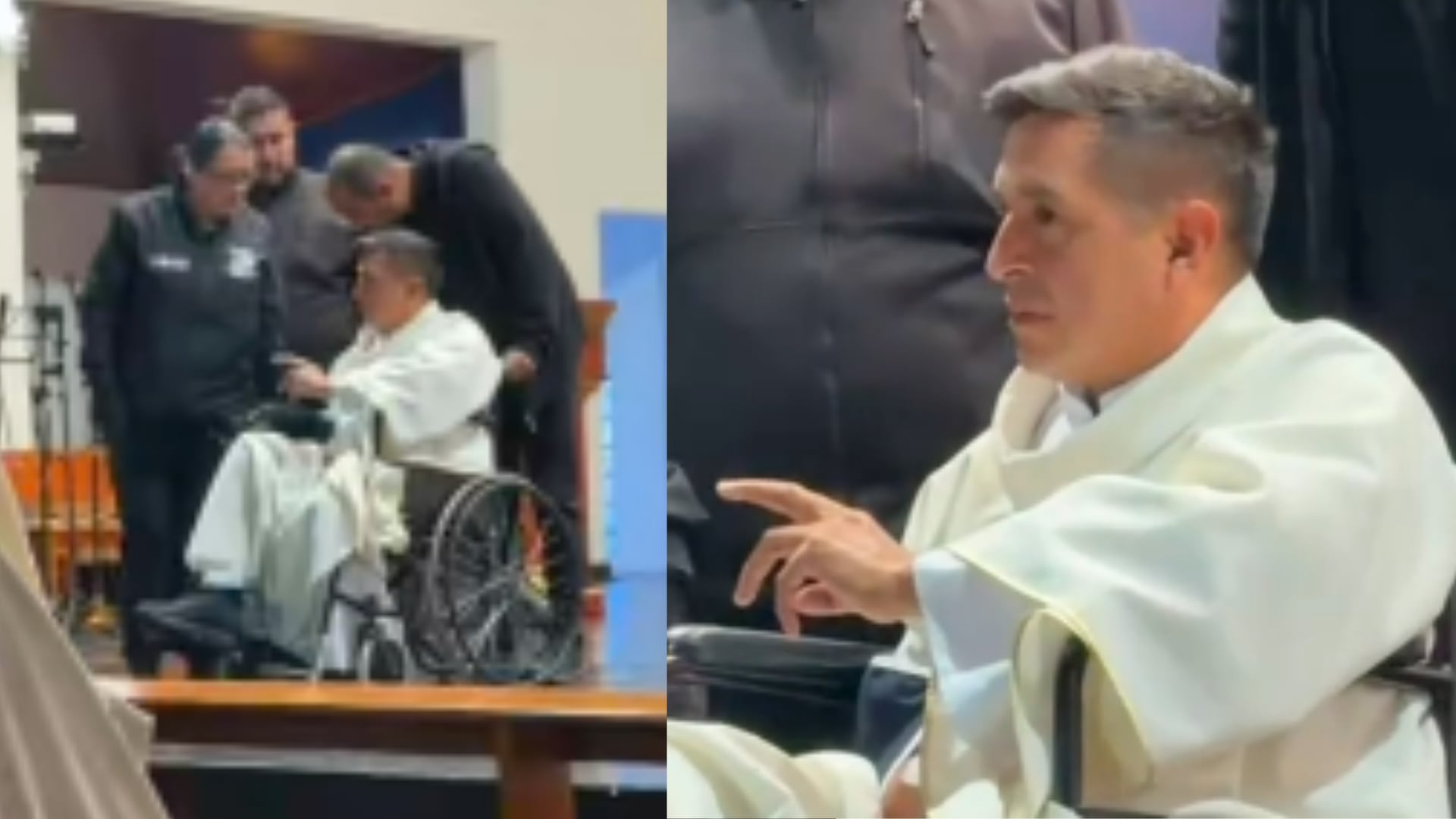 El Padre Chucho está en silla de ruedas; así da misa en Bogotá